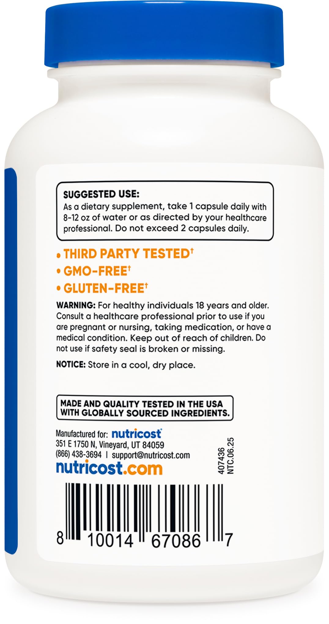 Nutricost bore 5 mg – capsule translucide et facile à avaler