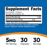 Nutricost Boron 5 mg — etiquette claire, sans gluten et sans OGM.