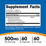 Nutricost Rhodiola Rosea: bouteille de 60 capsules végétariennes, pratique pour la routine.