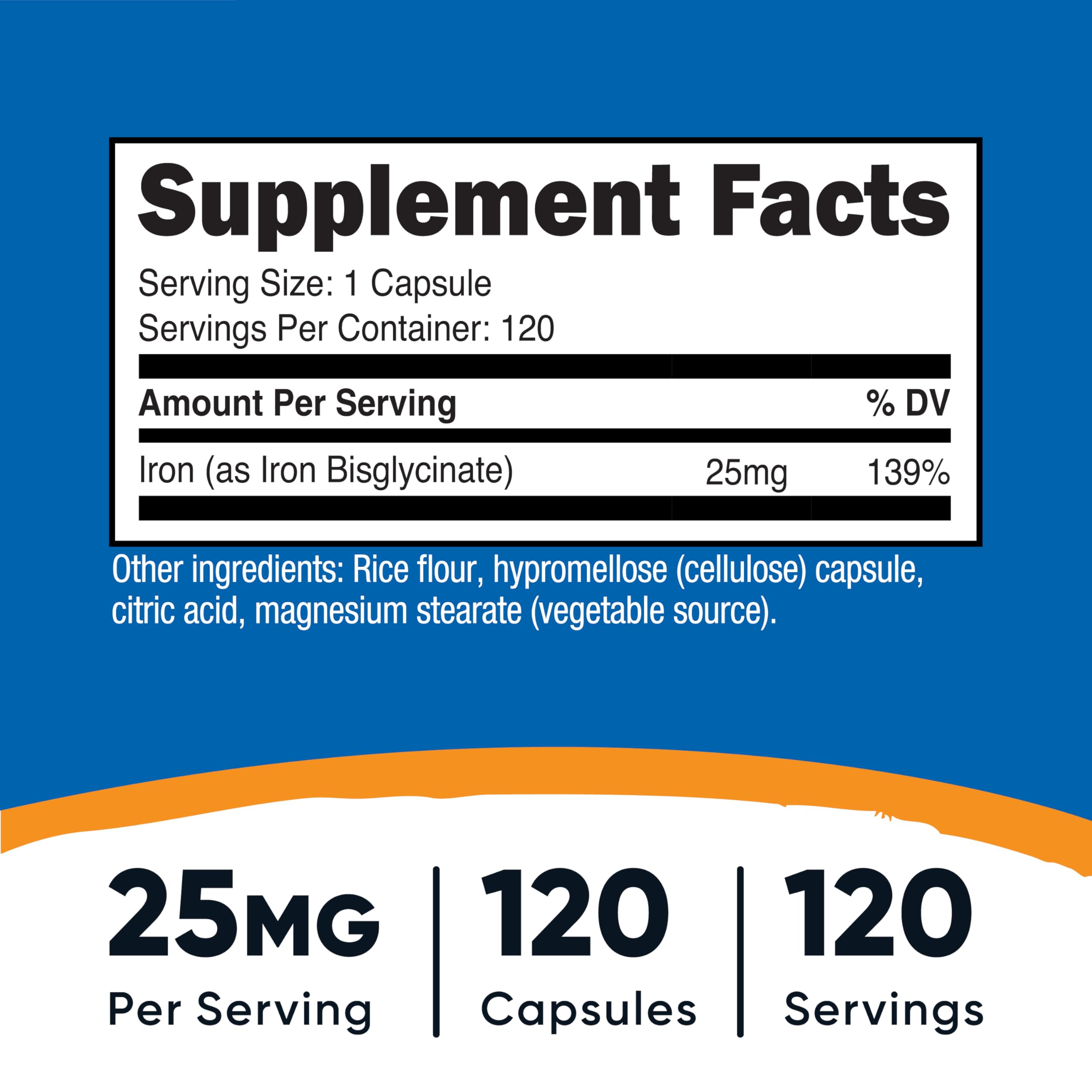 Nutricost: bouteille bisglycinate-fer pour prise quotidienne en fer.