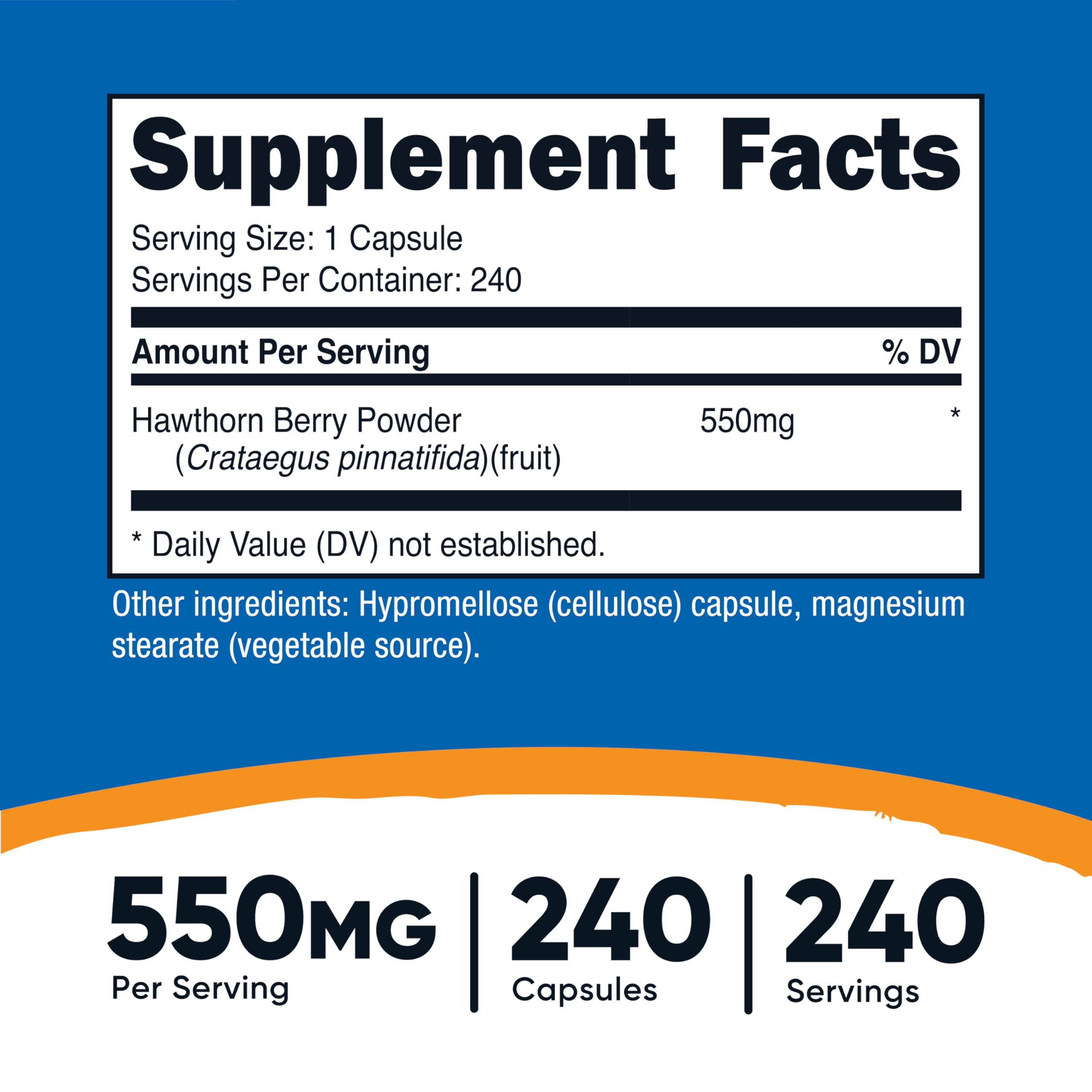 La bouteille Nutricost de capsules aubépine adaptée au régime végétarien.