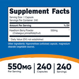 La bouteille Nutricost de capsules aubépine adaptée au régime végétarien.