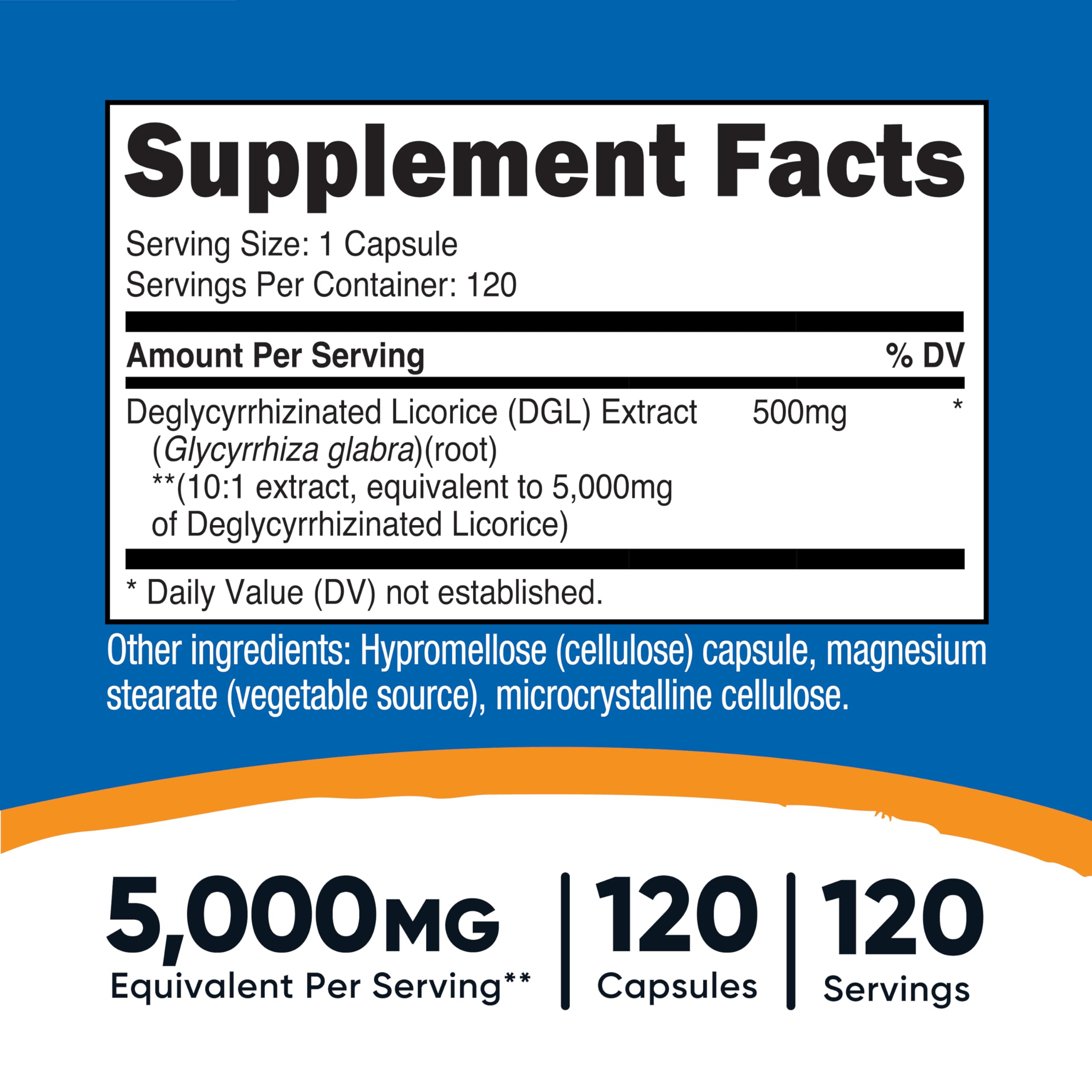 Bouteille Nutricost DGL 120 capsules prête à l’emploi