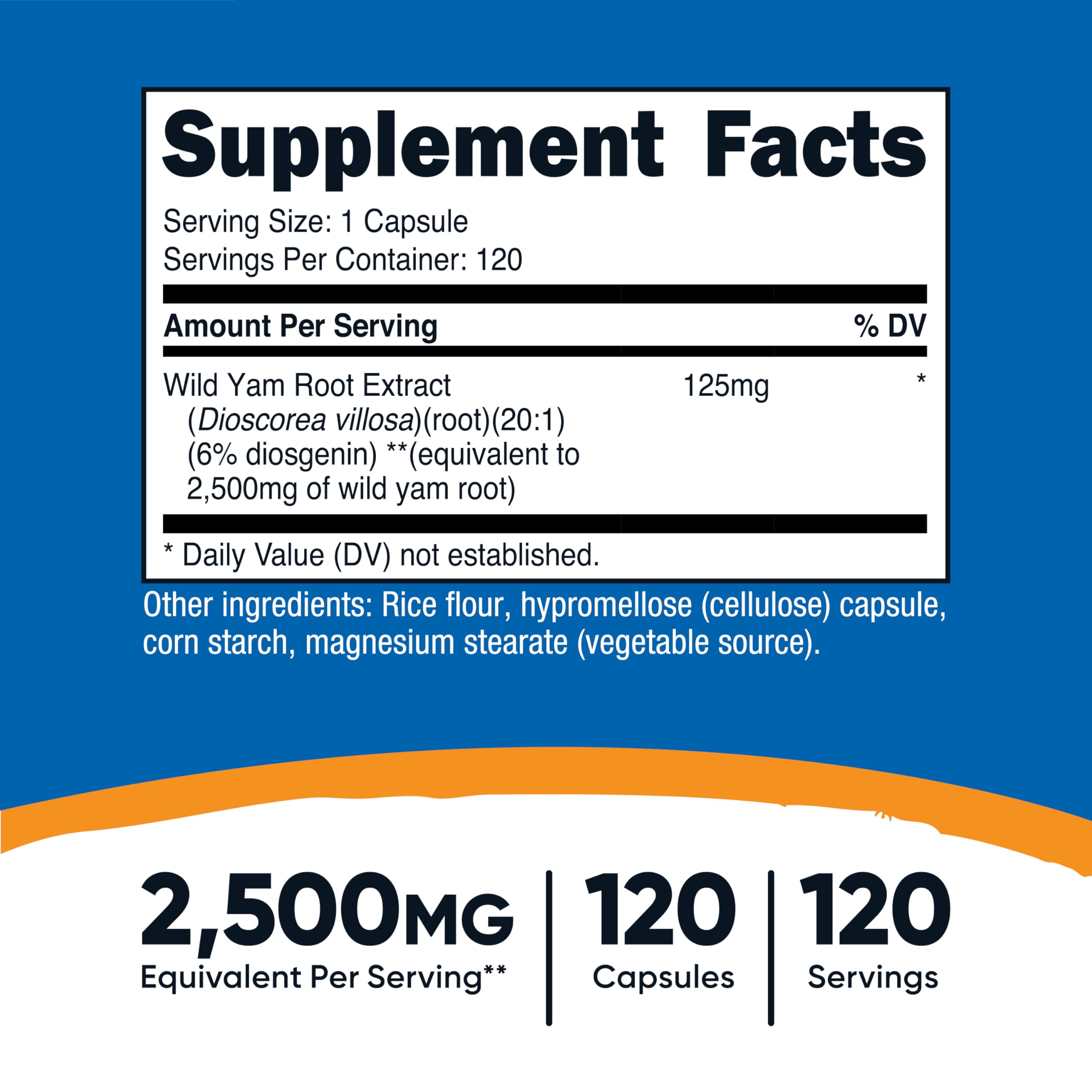 Nutricost bouteille igname sauvage – visuel du flacon et capuchon