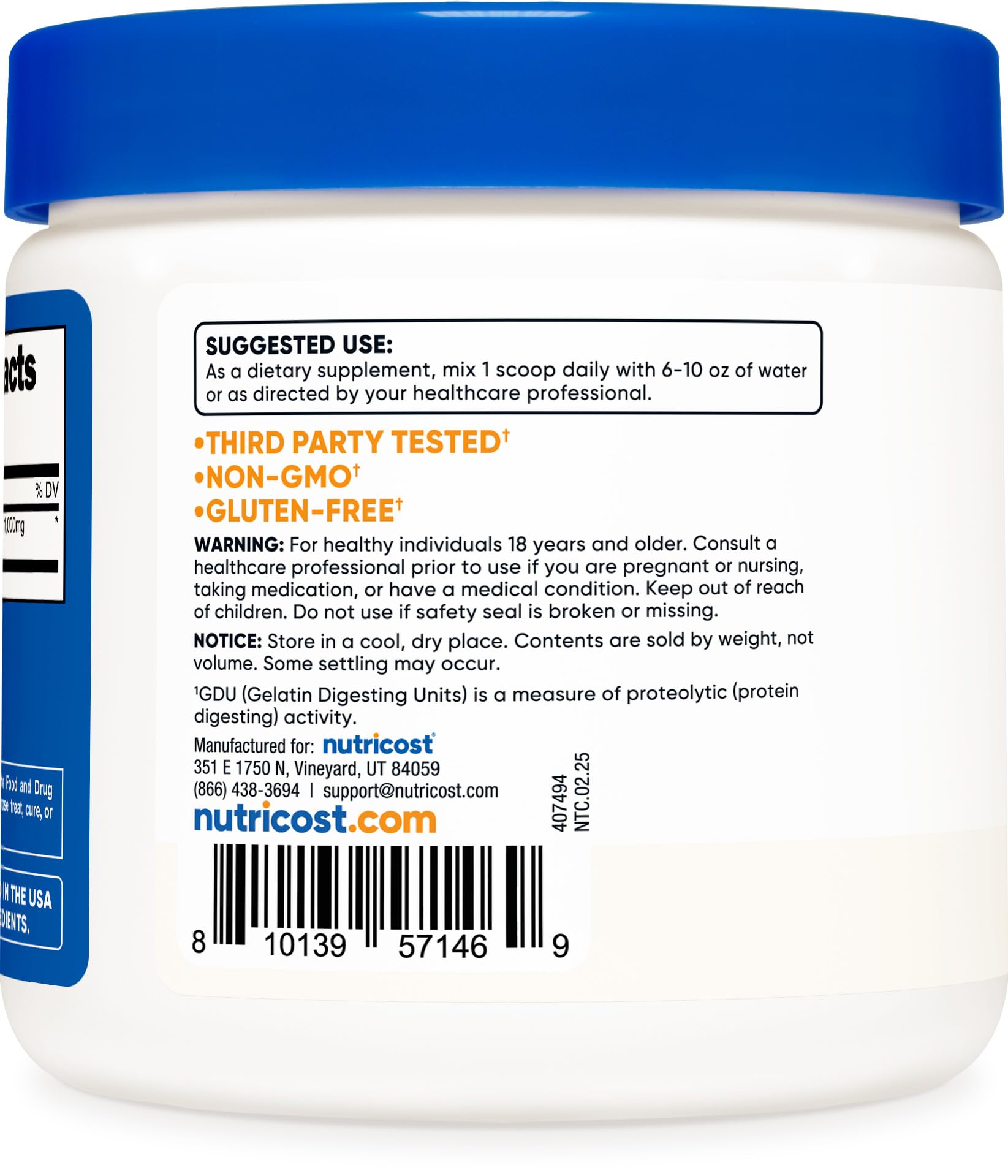 Nutricost Bromélaïne Cuillère-dose, facilite l’ajout à vos boissons.