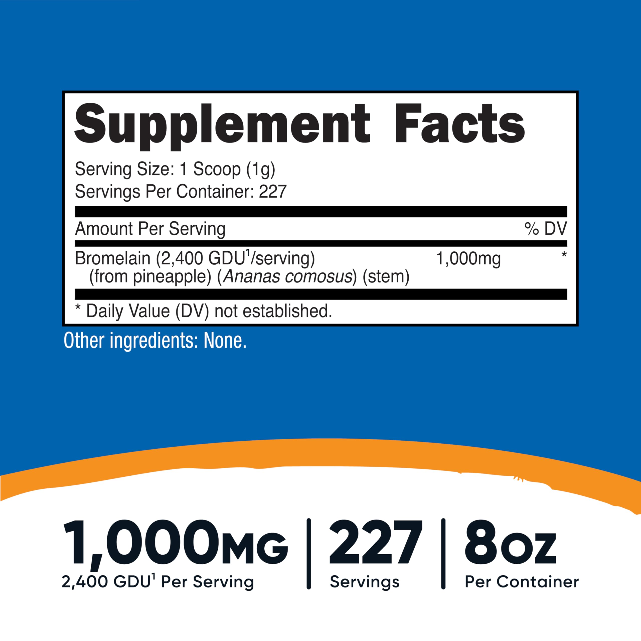 Nutricost Bromélaïne Poudre 4oz, format compact facilitant le dosage.