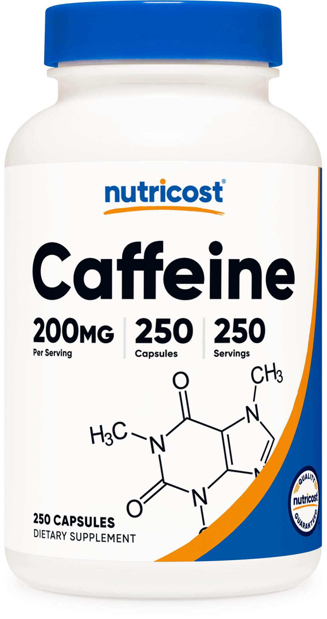 Nutricost Caféine gélules 200 mg dans une bouteille pratique pour énergie rapide.
