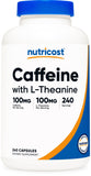 Nutricost Caféine avec L-Theanine — Bouteille: énergie durable et concentration.