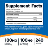 Nutricost Caféine avec L-Theanine — Capsules: prise pratique dans votre routine.