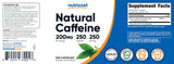 Nutricost Caféine Naturelle — boîte ouverte prête à l’emploi.