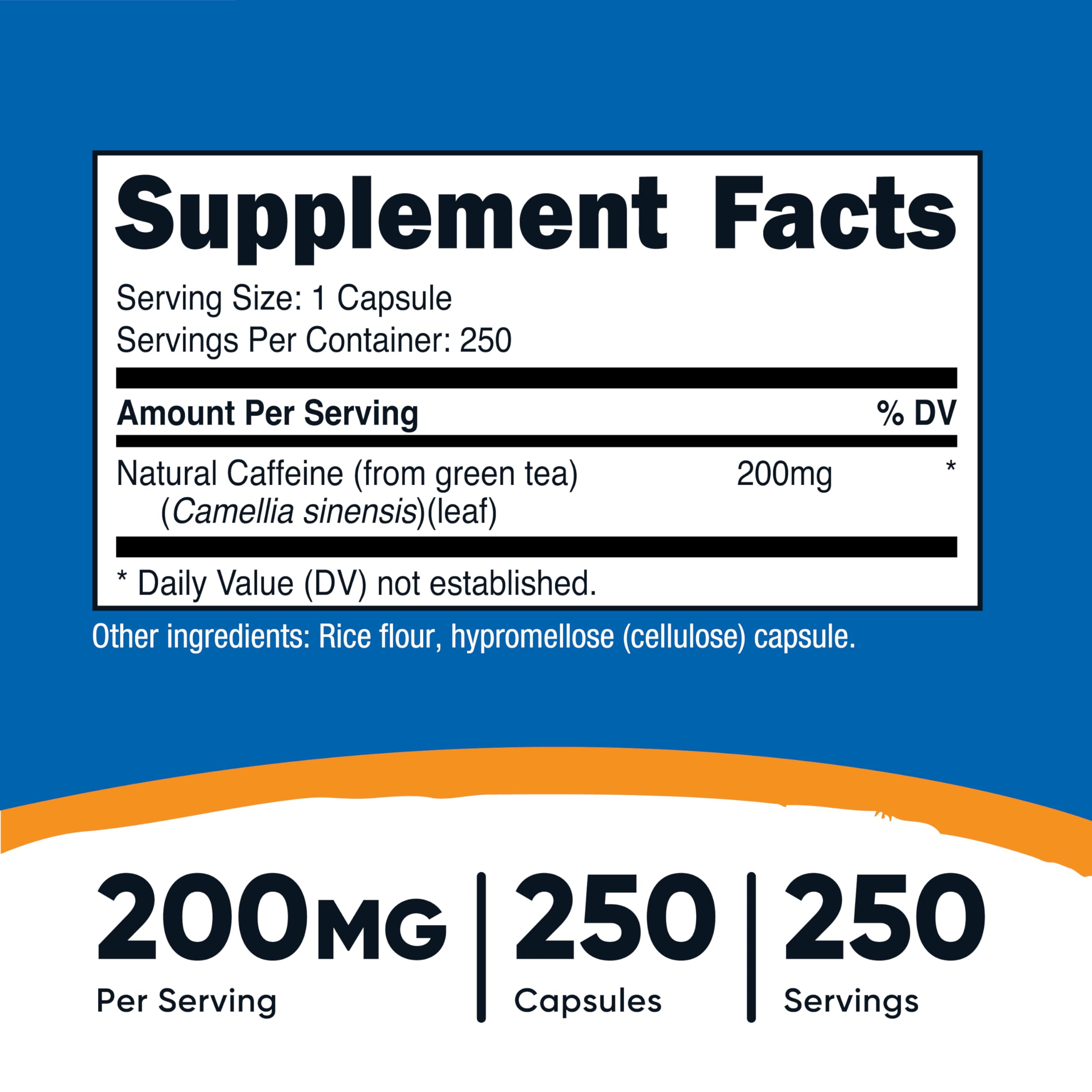 Nutricost Caféine Naturelle — gélules 200 mg faciles à prendre.
