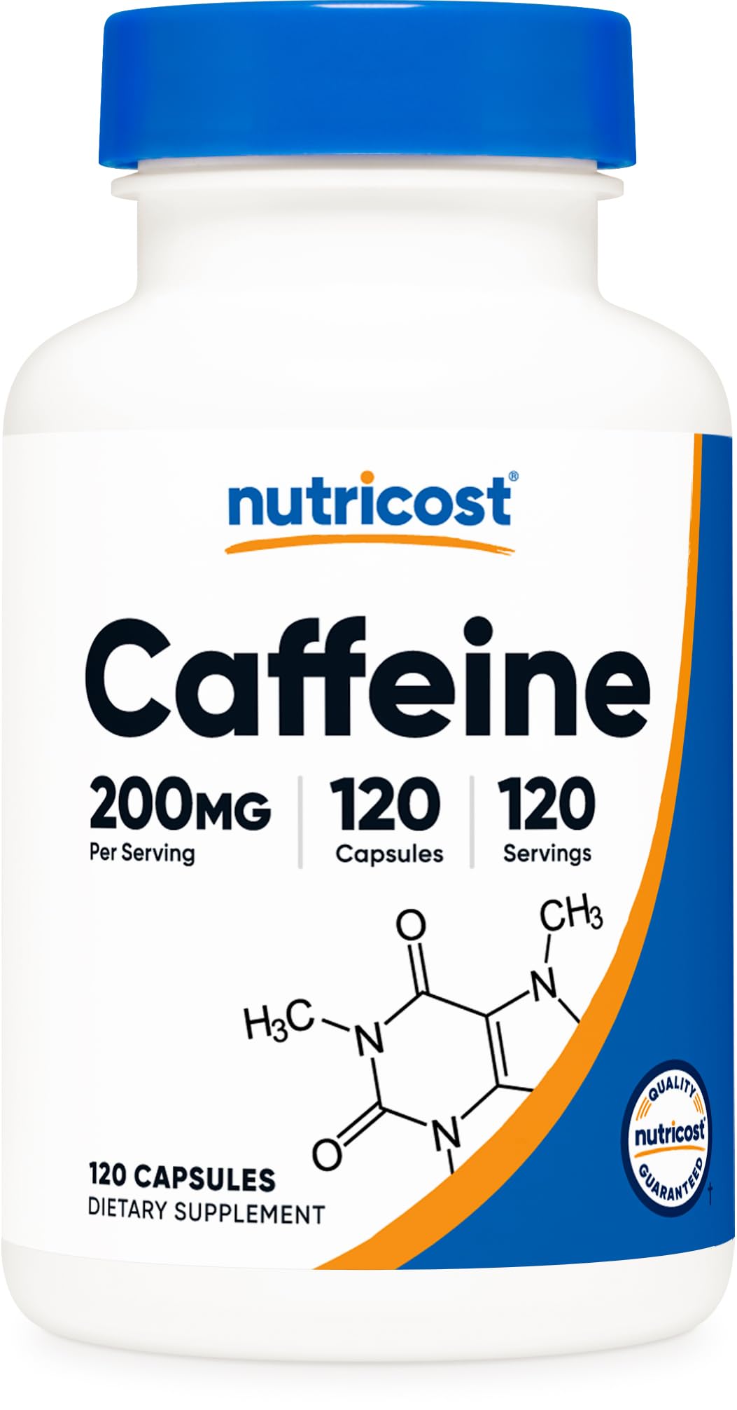 Nutricost Caféine Pilules 200 mg – flacon, énergie rapide sans sucre