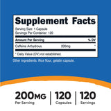 Nutricost Caféine Pilules 200 mg – capsules visibles, énergie sans calories