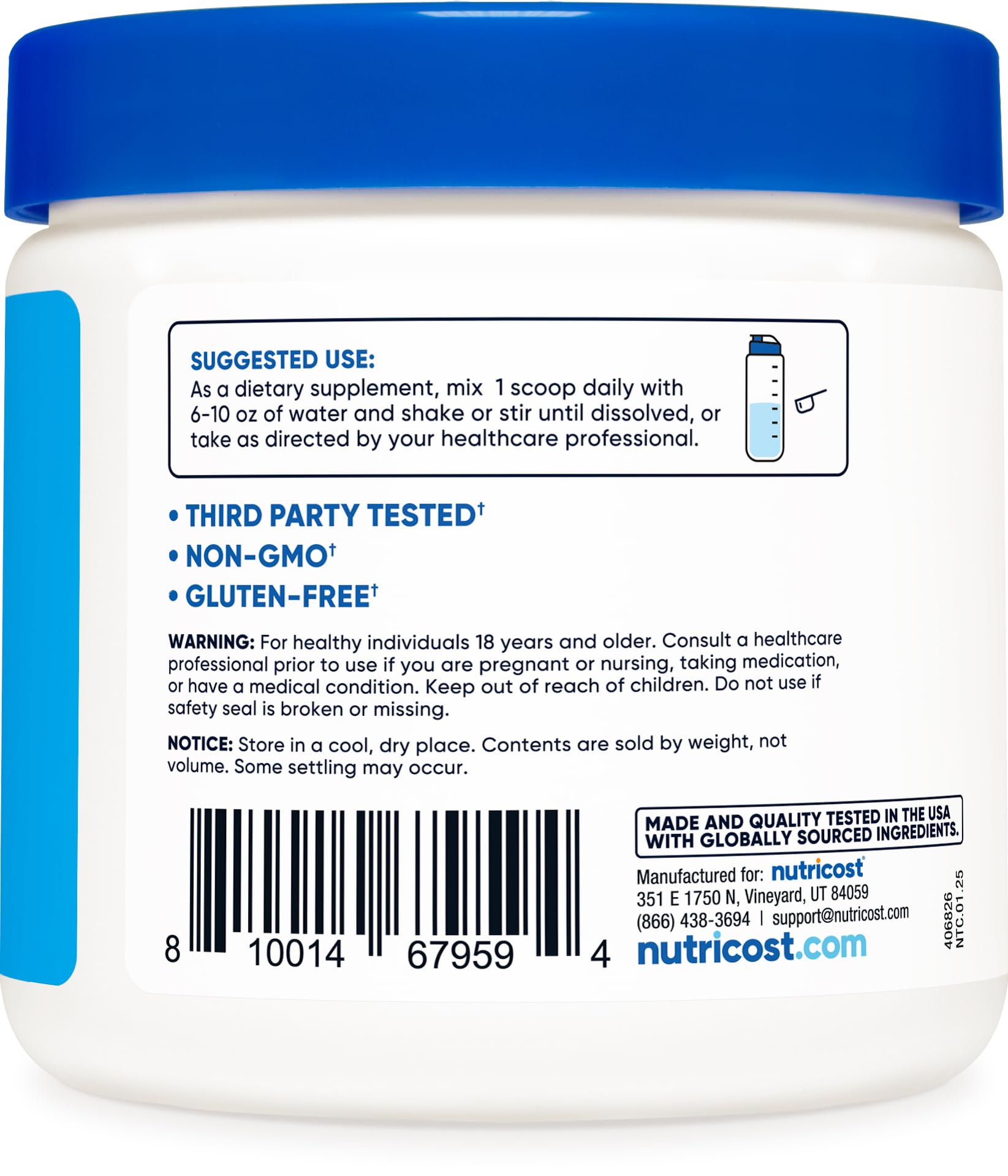 Nutricost Calcium BHB contrôle qualité et tests indépendants pour fiabilité.