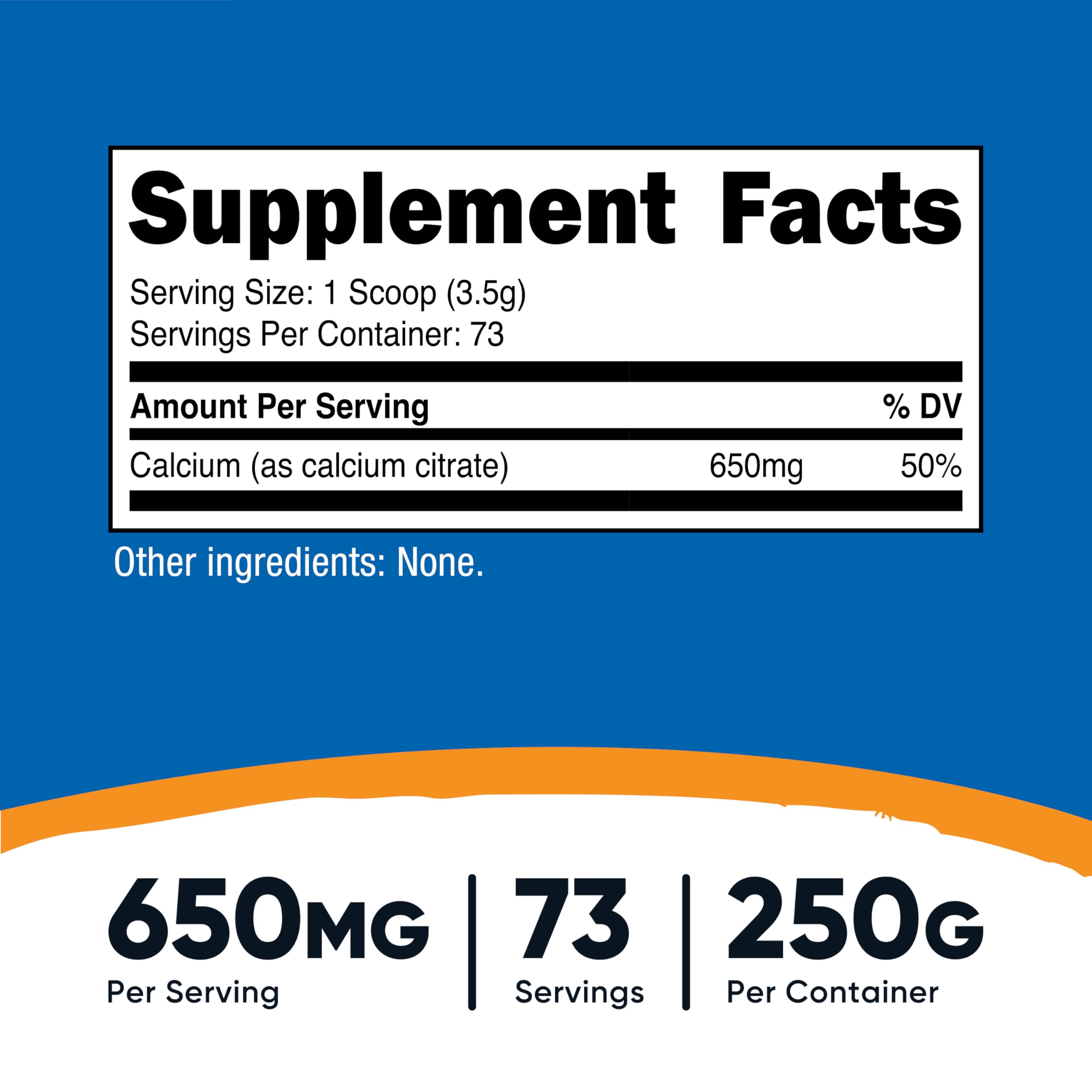 Nutricost Calcium Citrate avec dosette incluse pour une mesure précise.