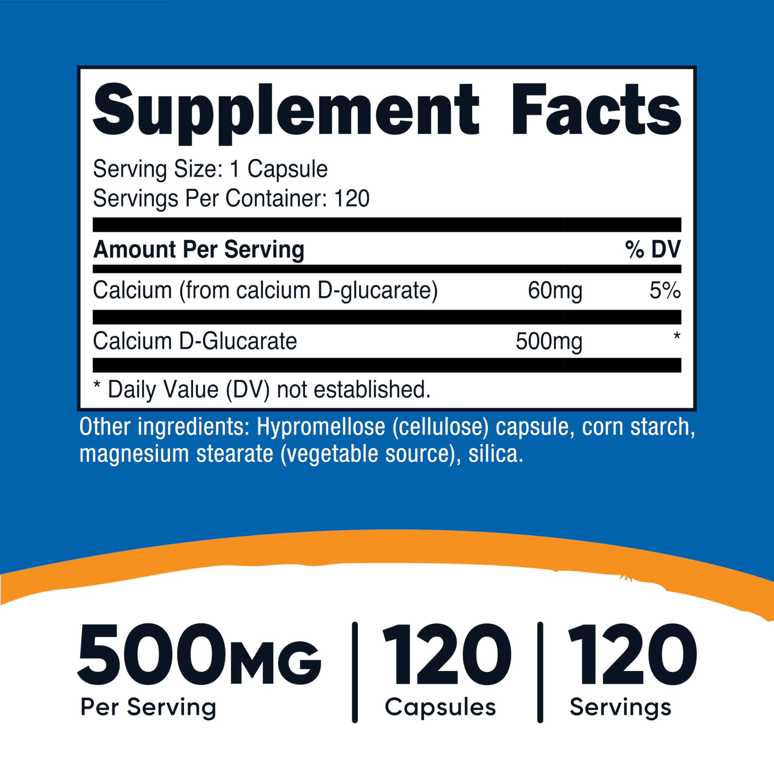 Nutricost Calcium D-Glucarate – emballage clair et information utile