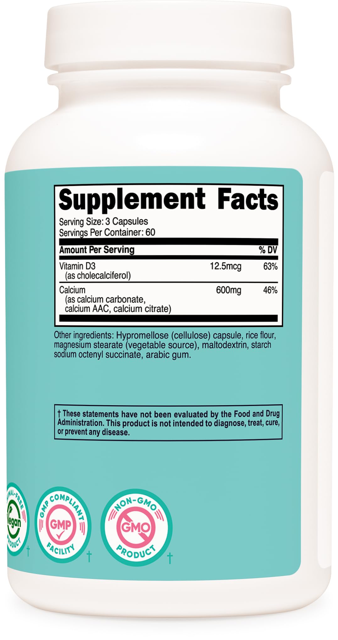 Nutricost Calcium D3, gélules sur table, dosage quotidien pratique.