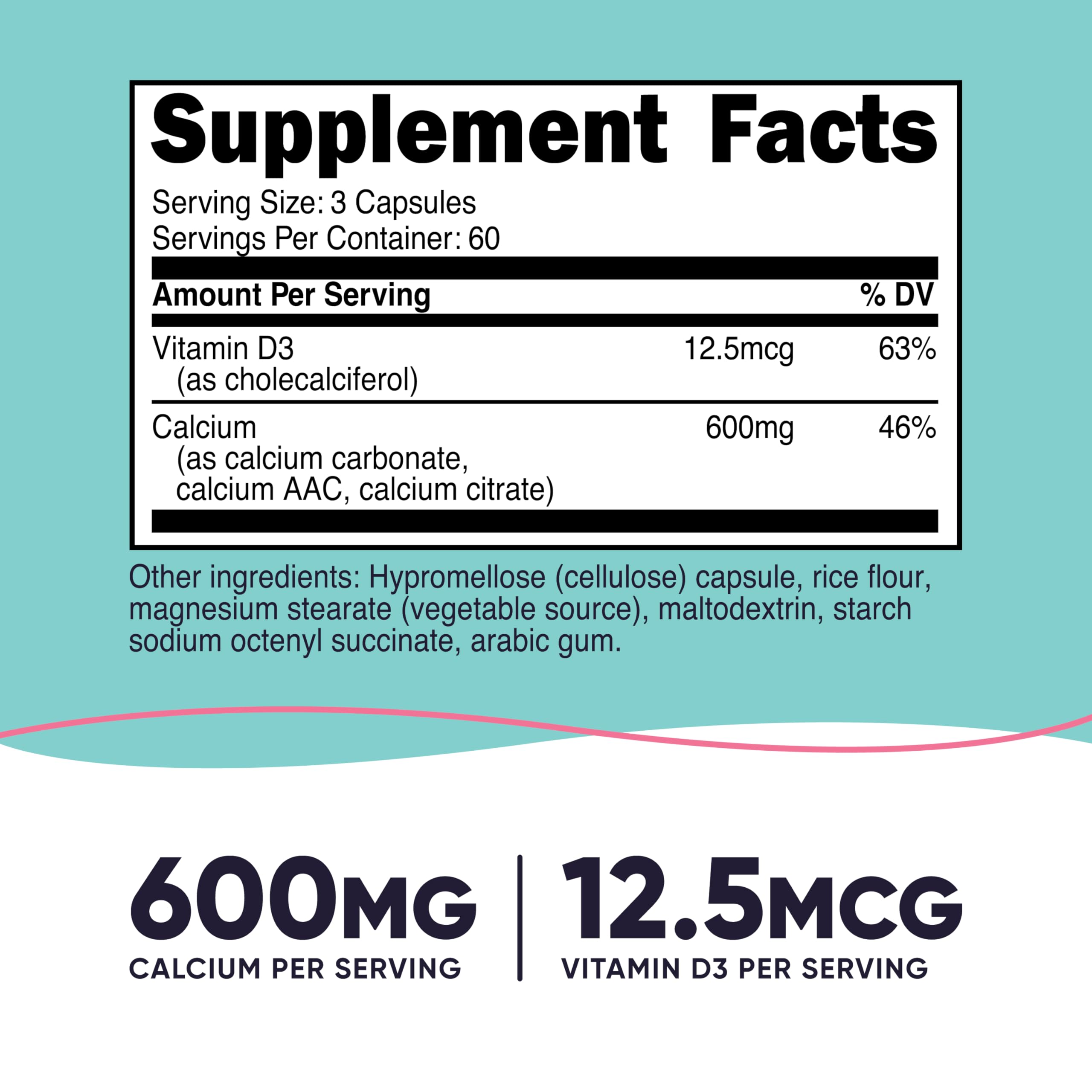 Nutricost Calcium D3, gélules véganes, 180 pièces, soutien potentiel pour vitalité.