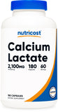 Nutricost Calcium Lactate — bouteille, format pratique pour un apport régulier.