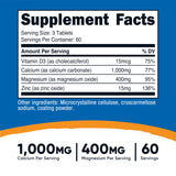 Étiquette Nutricost Calcium-Magnésium-Zinc, informations claires sur la composition.