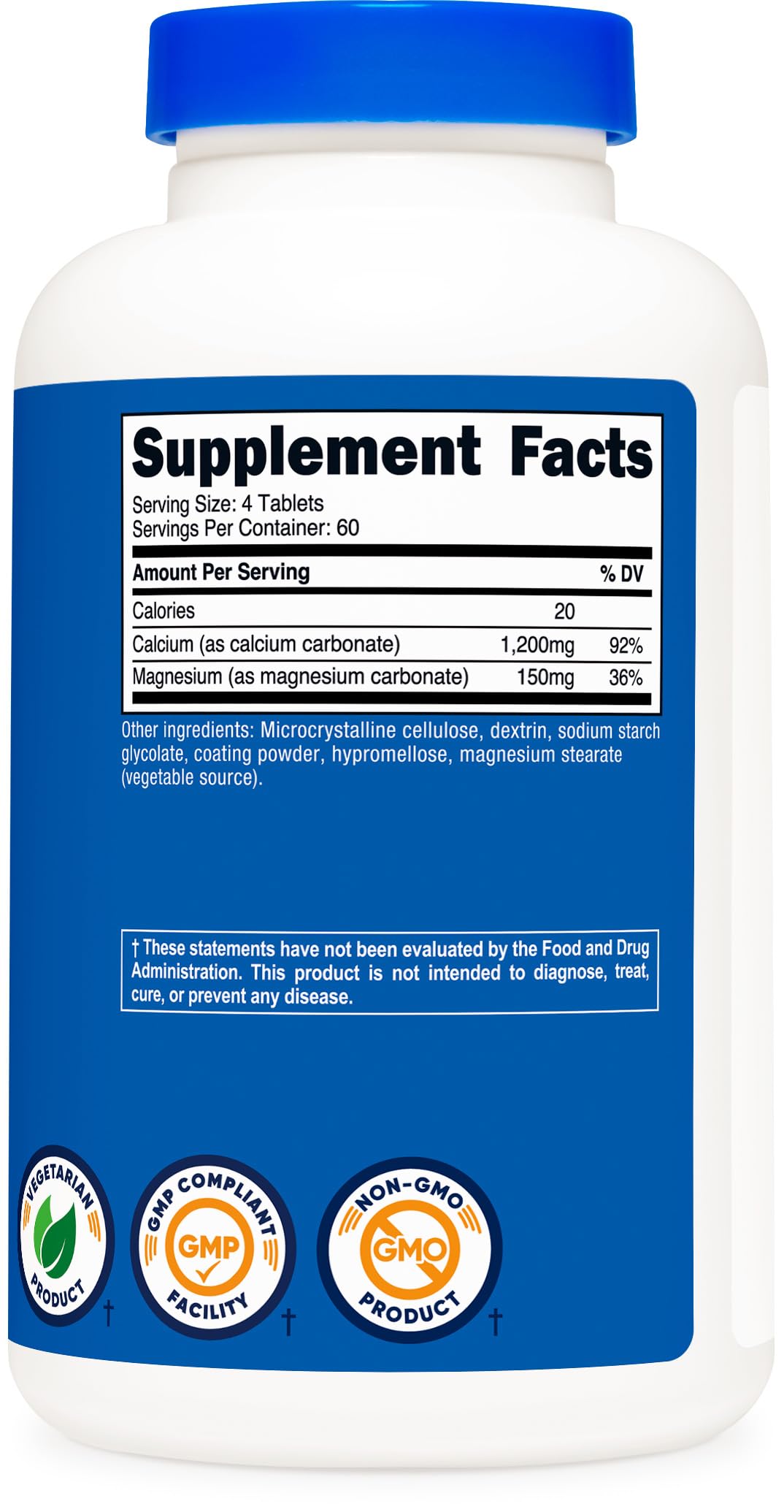 Comprimés Nutricost Calcium et Magnésium Carbonate, usage quotidien facile.