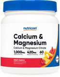 Nutricost Calcium Magnésium Poudre Fruit Punch, arôme fruit punch, pratique en routine minute