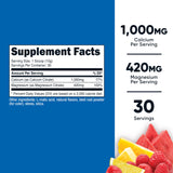 Nutricost Calcium Magnésium Poudre Fruit Punch, dose facile à mesurer.