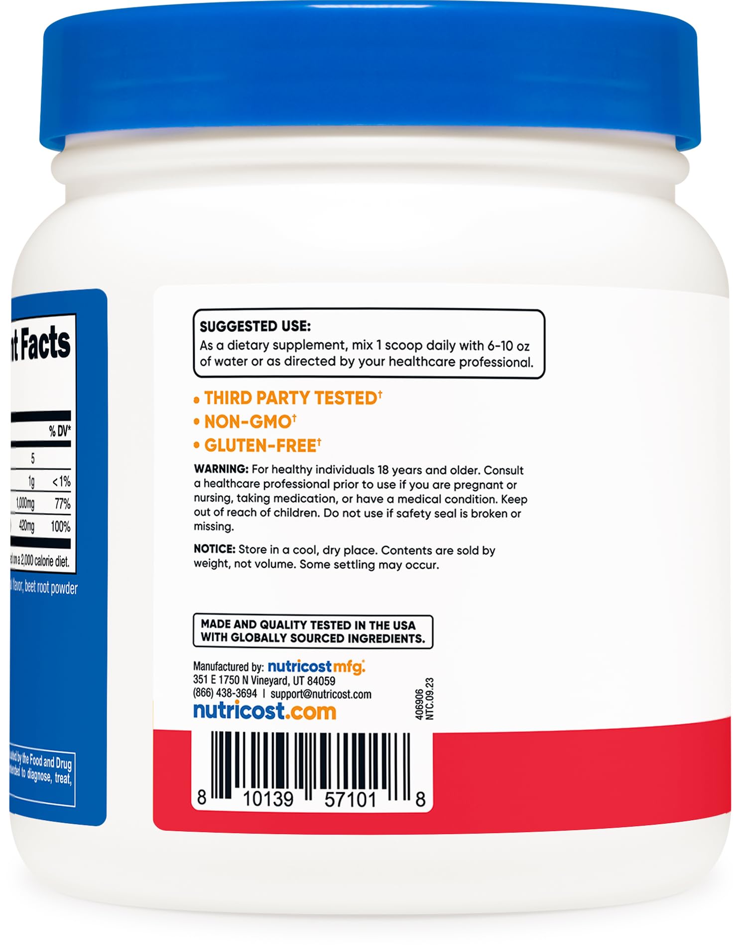 Nutricost Calcium Magnésium Poudre Peach Mango, dissolution rapide dans votre boisson
