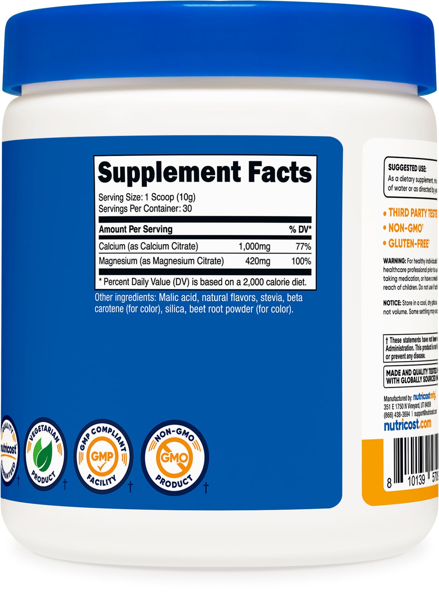 Nutricost Calcium Magnésium Poudre Utilisation quotidienne simple.