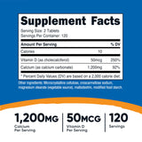 Nutricost Calcium avec vitamine D – étiquette lisible indiquant le dosage