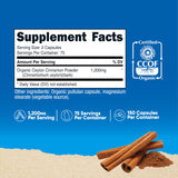 Capsules végétariennes Nutricost Cannelle Bio Ceylon faciles à avaler.