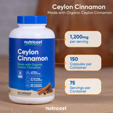 Bouteille Nutricost Cannelle Bio Ceylon prête à l’emploi.