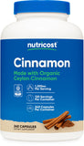 Nutricost Cannelle: capsules 1200 mg par portion pour l'équilibre quotidien.
