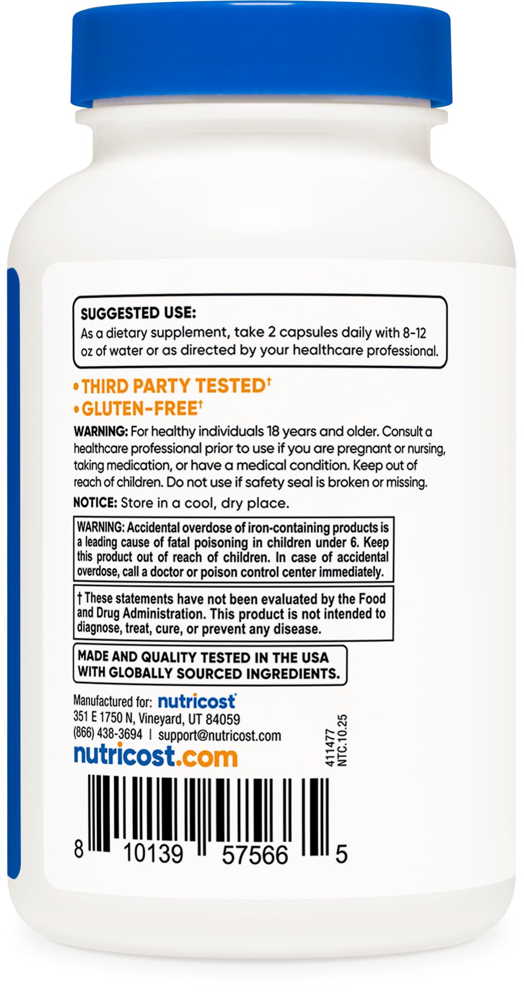 Nutricost capsules vitamine B méthylée – détail visuel des gélules faciles à prendre.