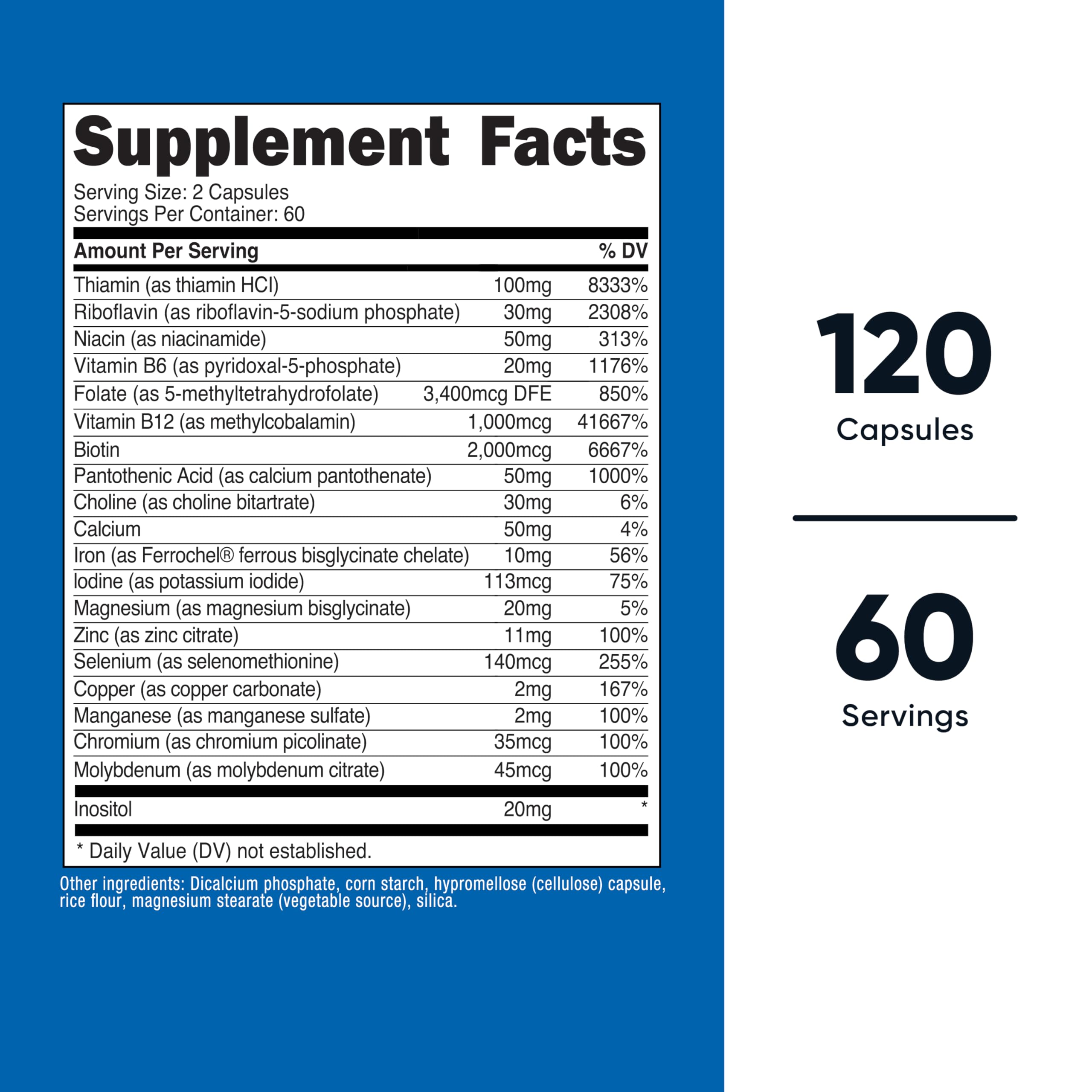 Nutricost capsules vitamine B méthylée – format pratique pour prise quotidienne.
