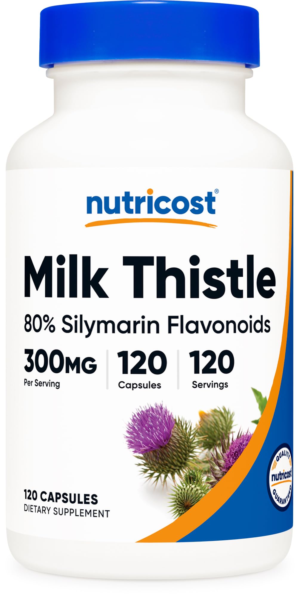 Nutricost Chardon-Marie: bouteille montrant les gélules pour une routine quotidienne pratique.