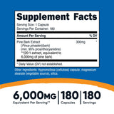 Nutricost Capsules d’extrait de pin, 180 capsules, pratique pour un apport quotidien végétarien.