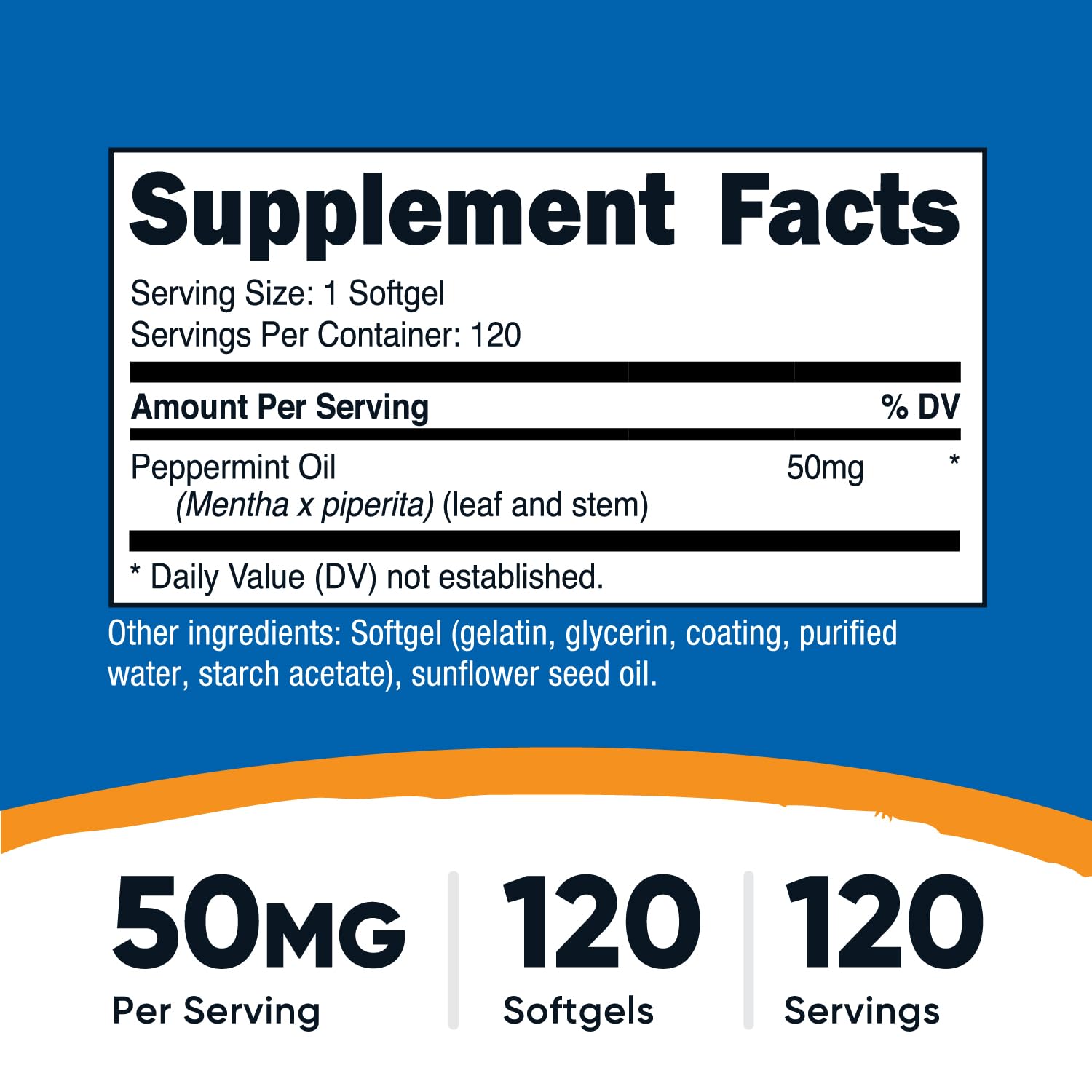 Nutricost bouteille de capsules menthe poivrée, format pratique pour la routine.