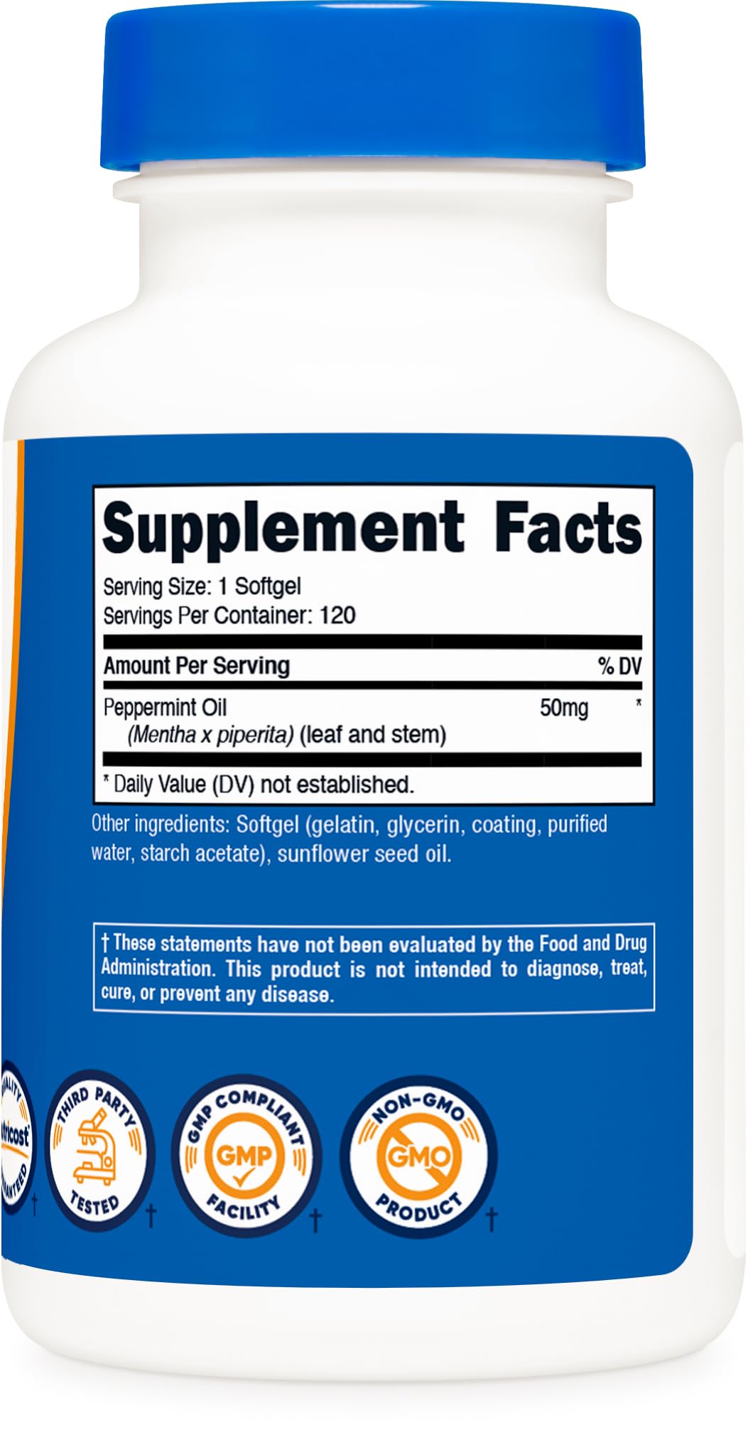 Nutricost capsules menthe poivrée dans la main, démontrant utilisation quotidienne pratique.
