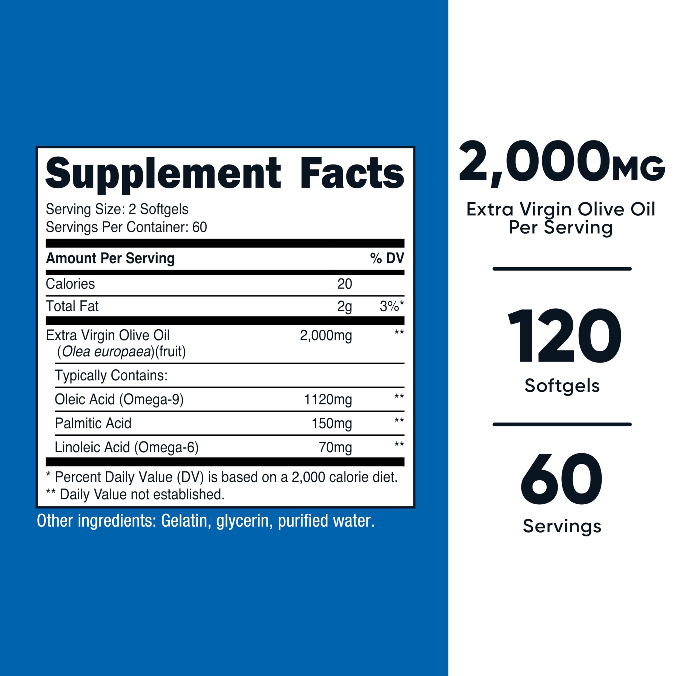 Nutricost capsules molles huile d'olive, faciles à avaler pour un apport quotidien.