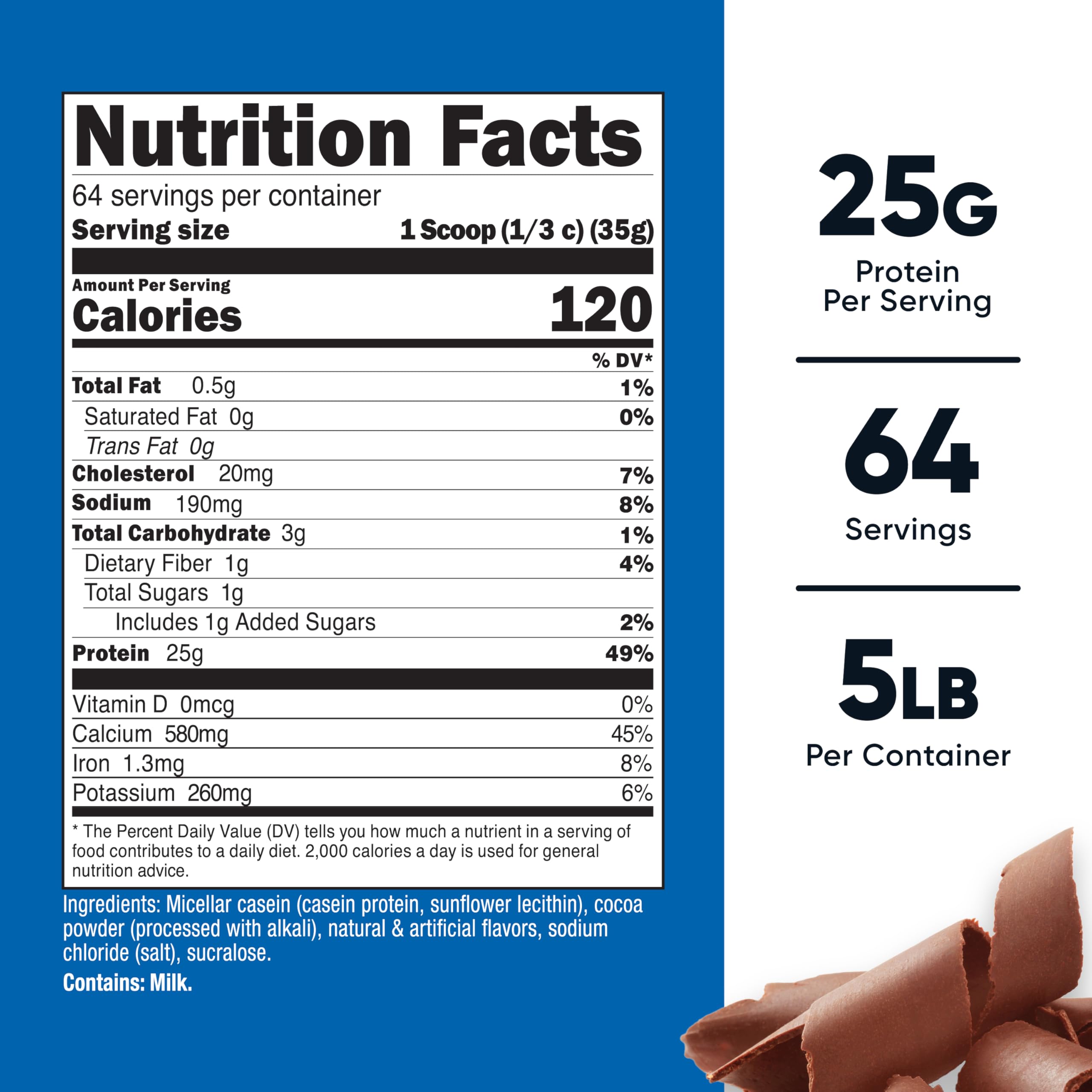 Nutricost Poudre caséine chocolat 5lb – doseur intégré pour shakes protéinés.