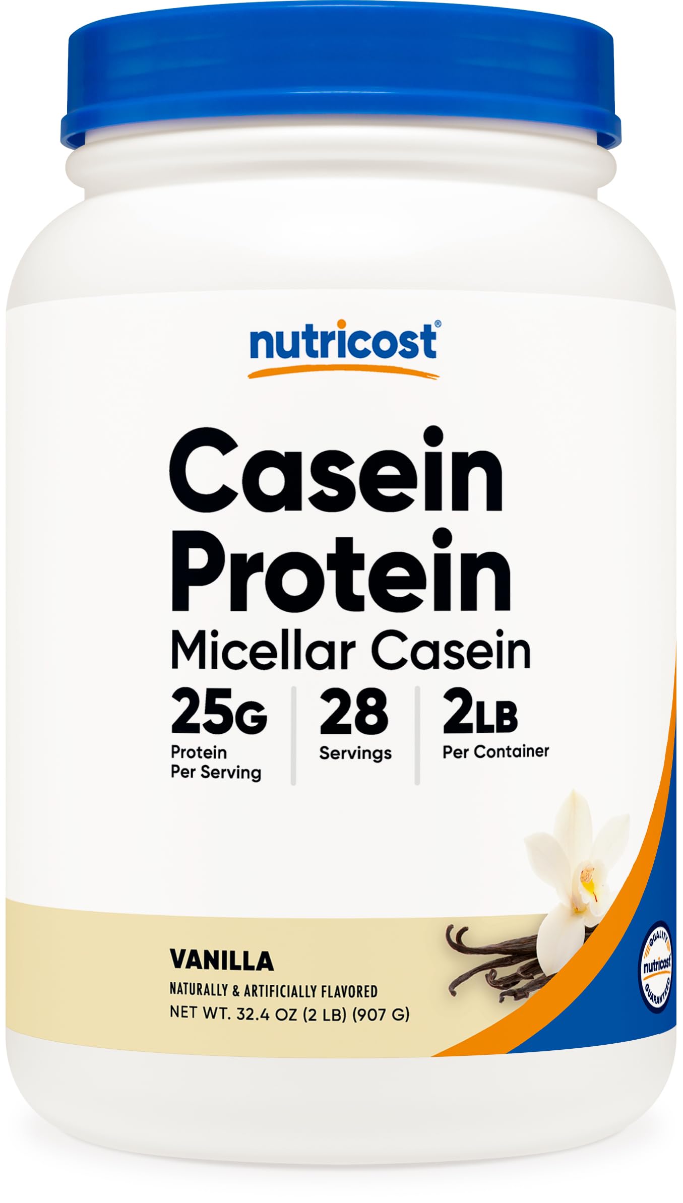 Nutricost Caseine Vanille en boite 2 livres, source protéique durable pour collation