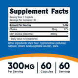 Nutricost CDP-Choline – capsules végétariennes faciles à avaler dans la routine.
