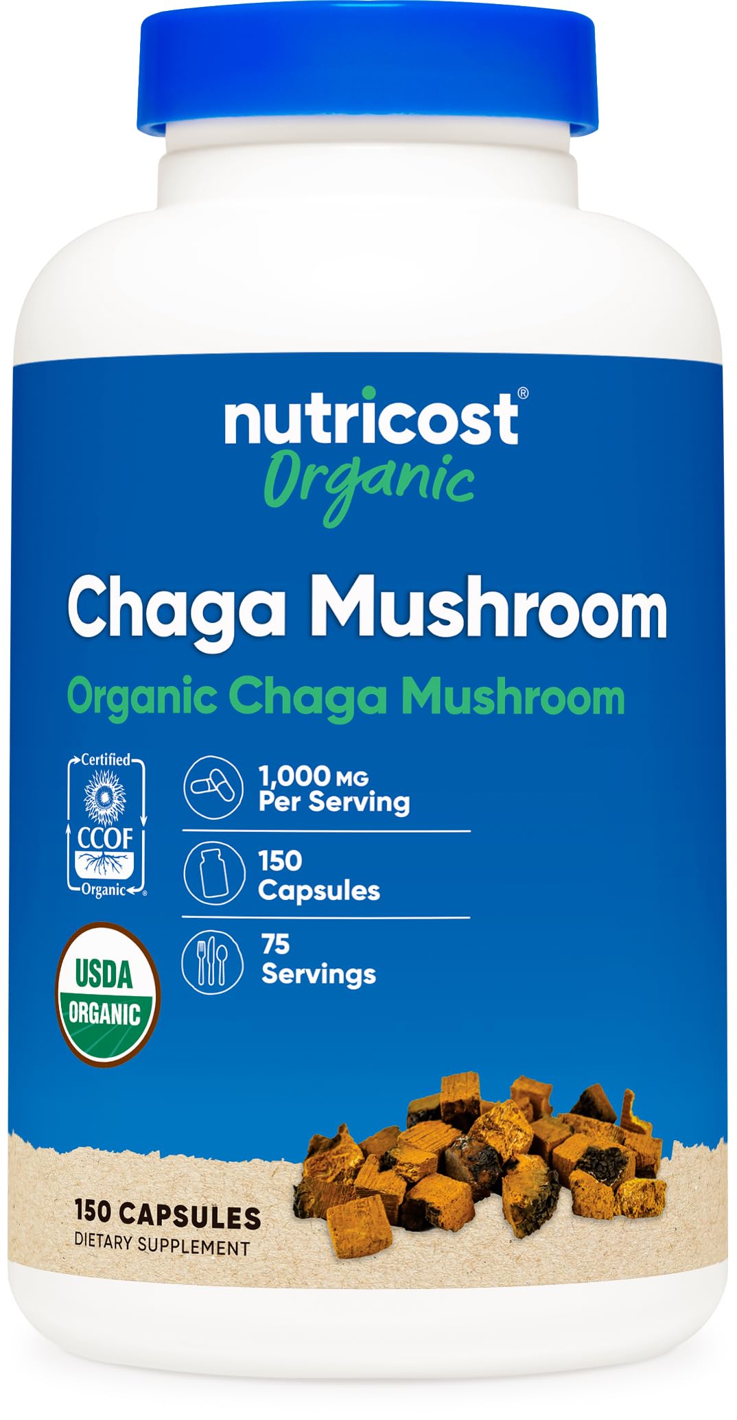 Nutricost Chaga bio – capsules, bouteille pratique pour votre routine quotidienne