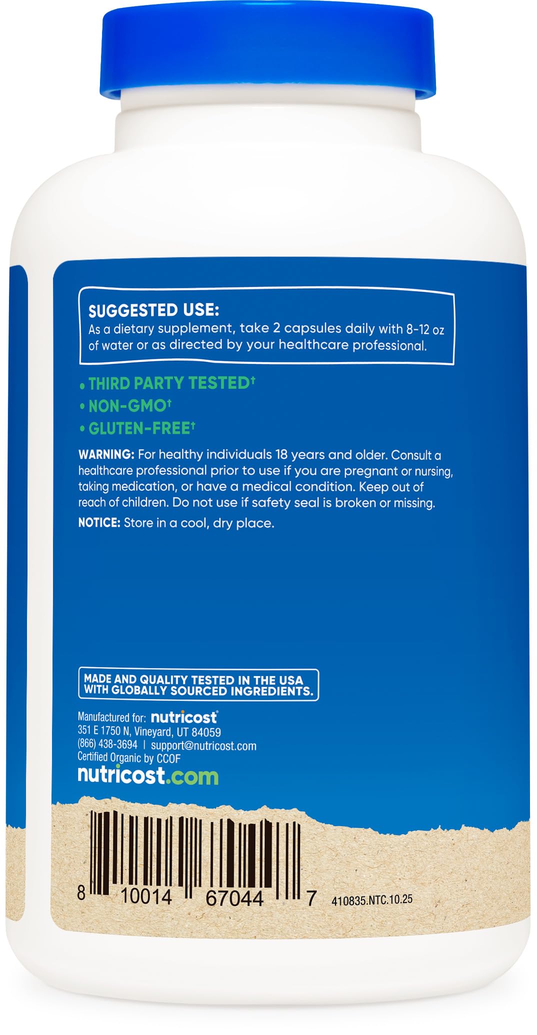 Nutricost Chaga bio – bouteille de 150 capsules facile à prendre