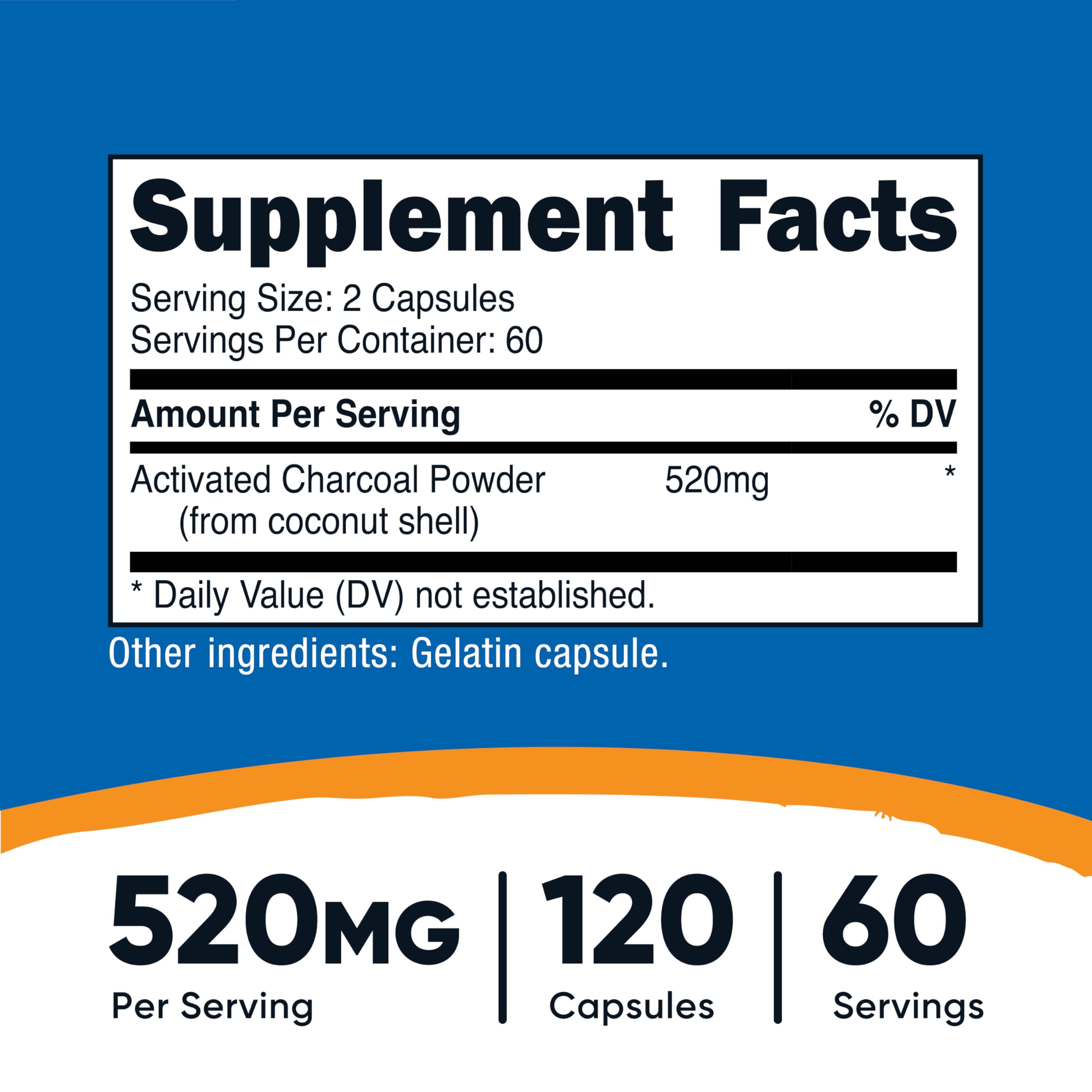 Charbon actif Nutricost issu de noix de coco pour capsules