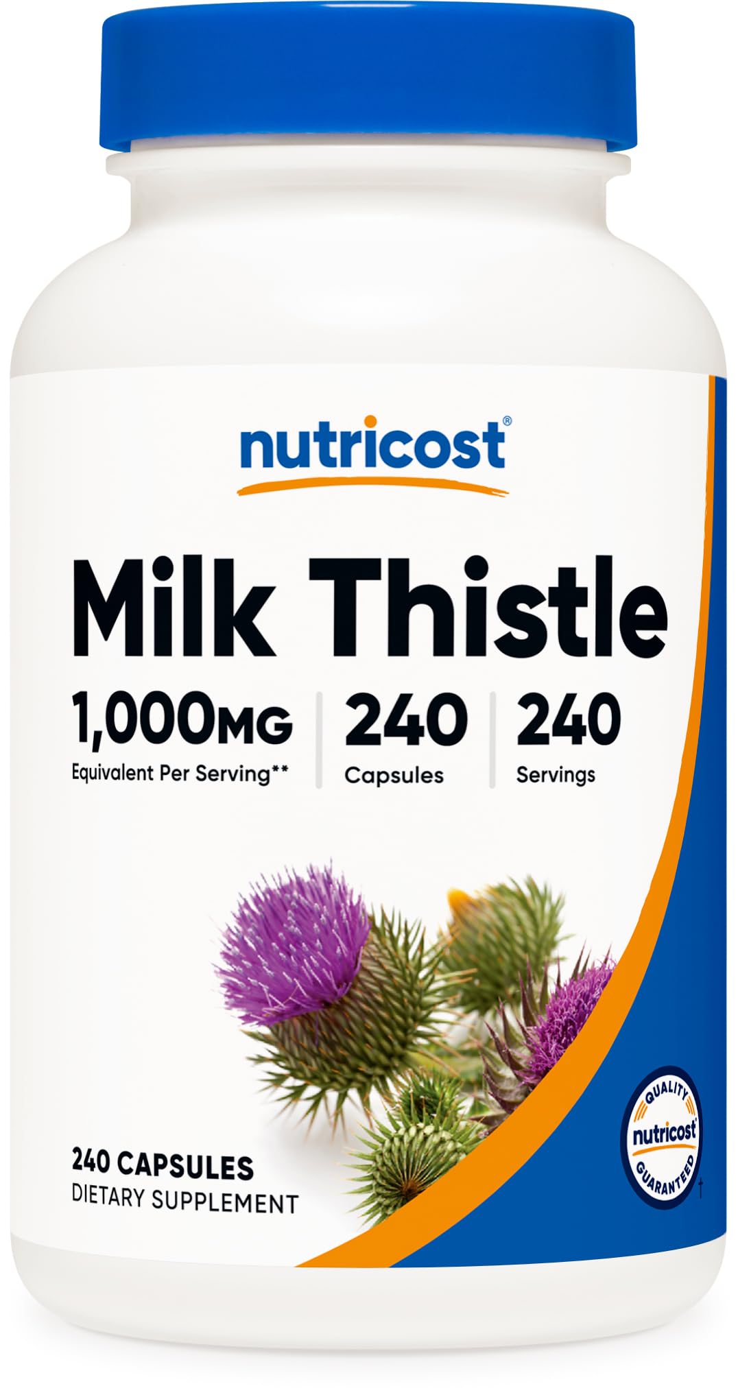 Nutricost chardon-Marie - bouteille 1000 mg, capsules véganes pour un apport quotidien.