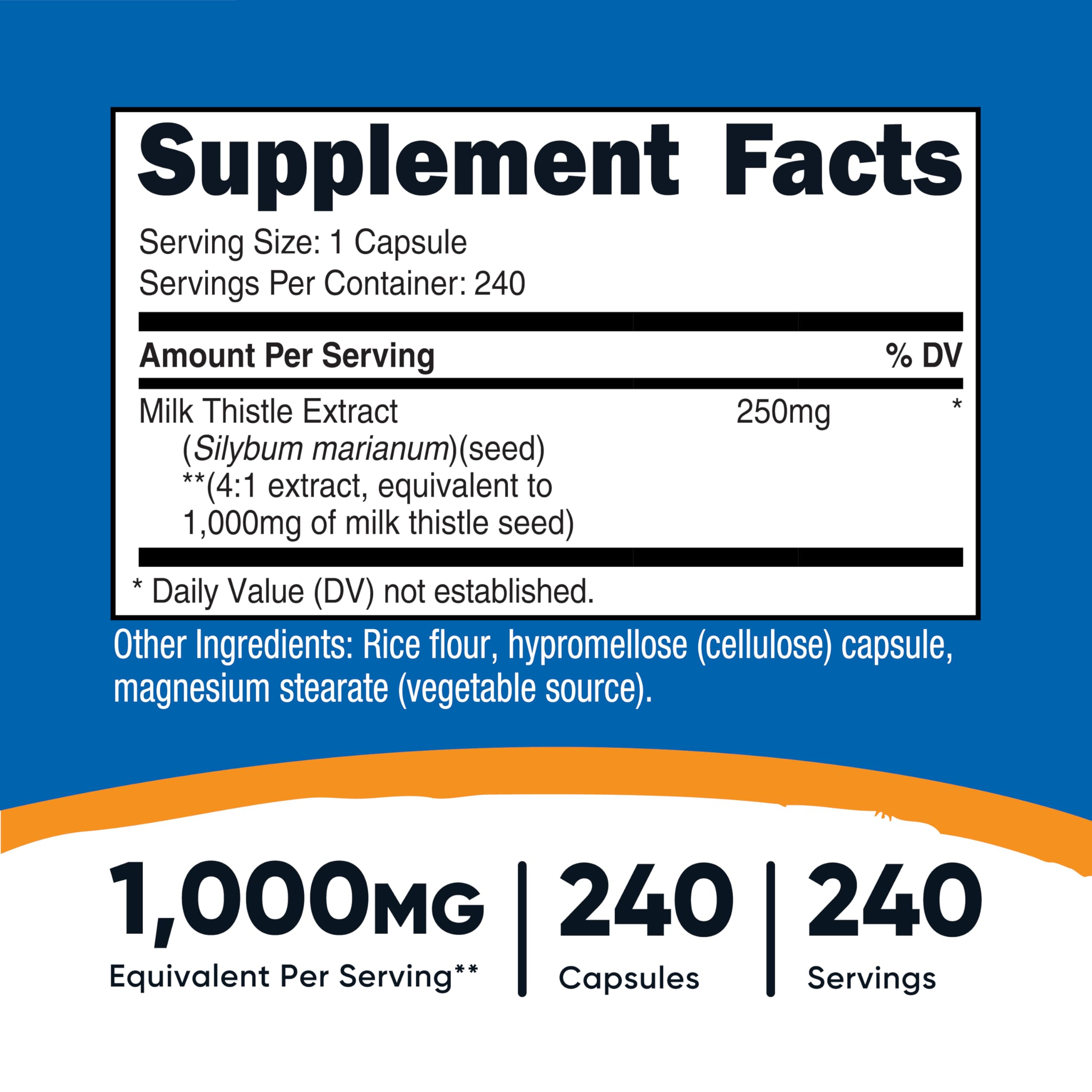 Nutricost chardon-Marie, capsules végétariennes, faciles à intégrer dans la routine.