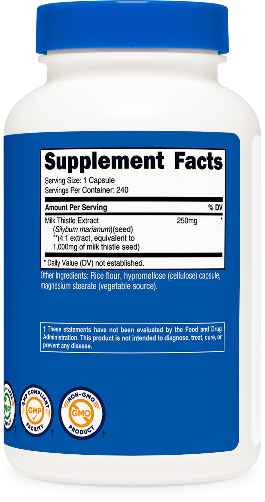 Nutricost chardon-Marie - sans OGM et sans gluten pour votre régime.