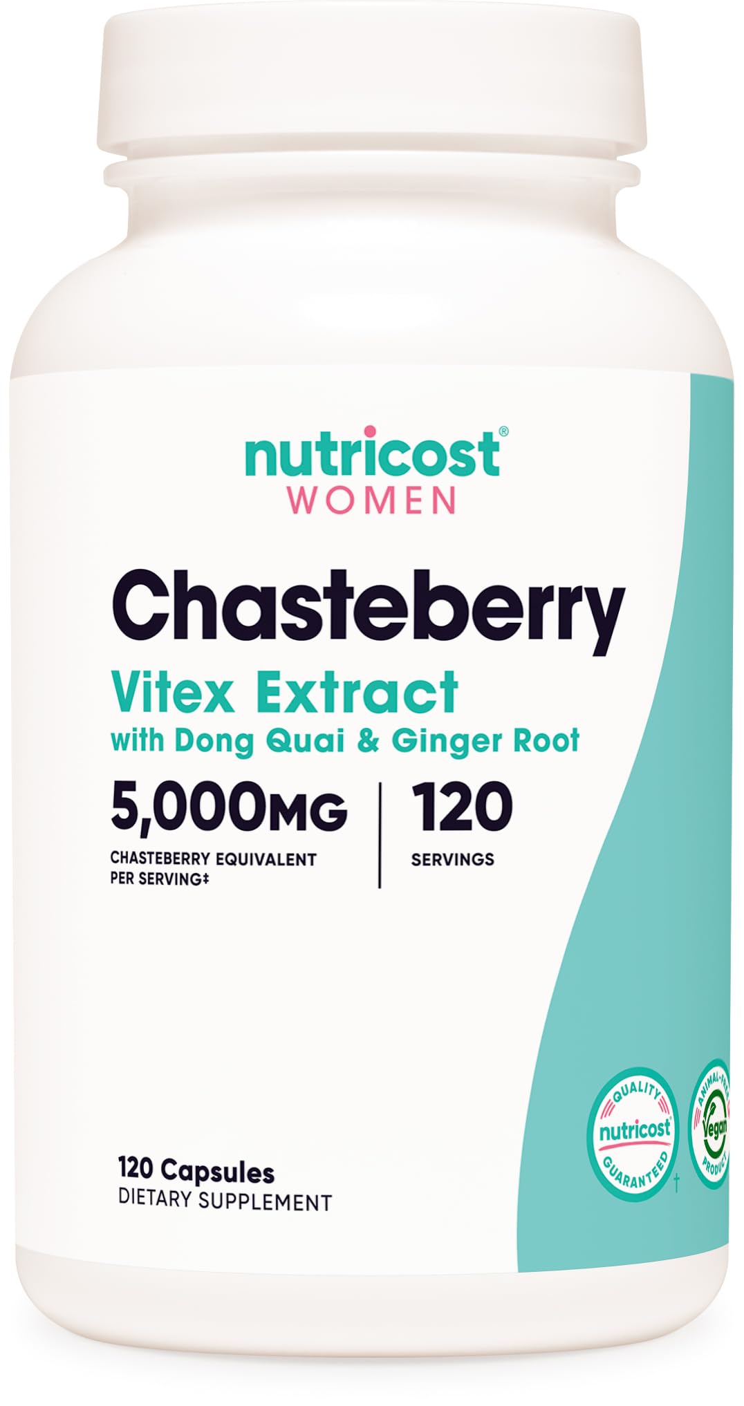 Nutricost chasteberry en bouteille, gélules faciles à avaler pour un usage quotidien.